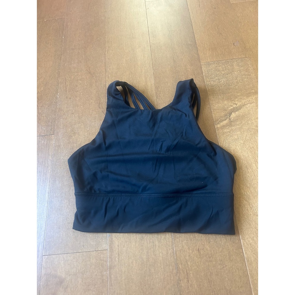 Fila Womens Black High Neck Strappy Cage Back Sports Bra Activewear Top